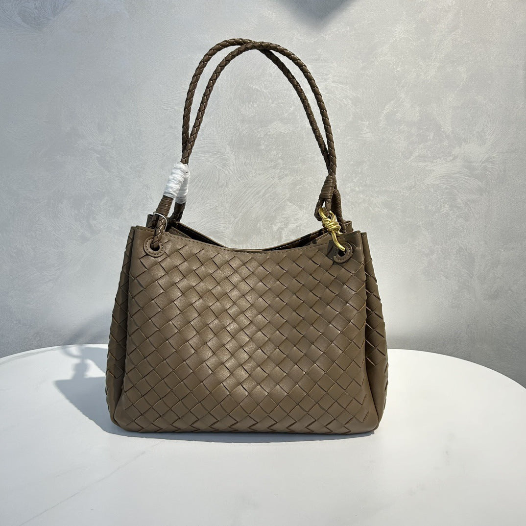 Damen Woven Leather Tote Bag mit verstellbarem Schultergurt Drune