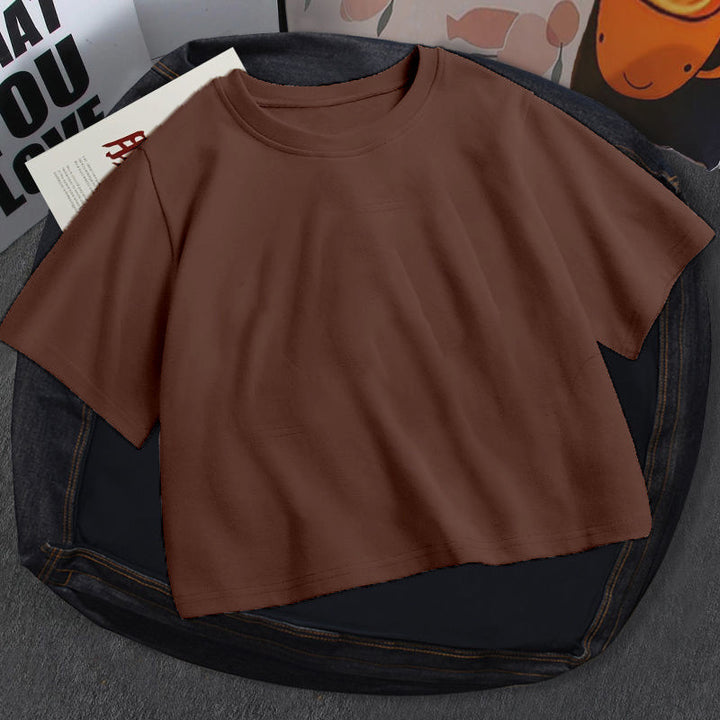 Damen Cropped Classic Fit T-Shirt Drune