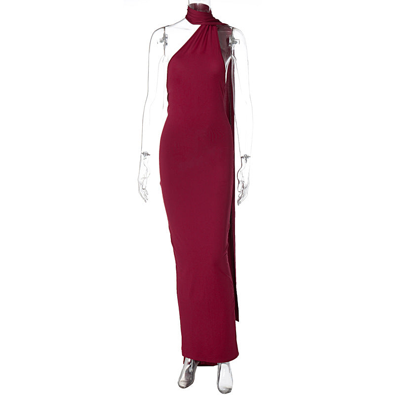 Damen Elegantes One-Shoulder Abendkleid Drune