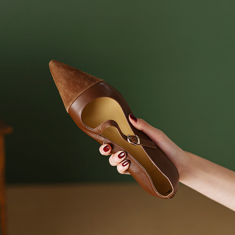 Damen Slingback Ballerinas mit klassischem Riemchen und spitzem Design Drune