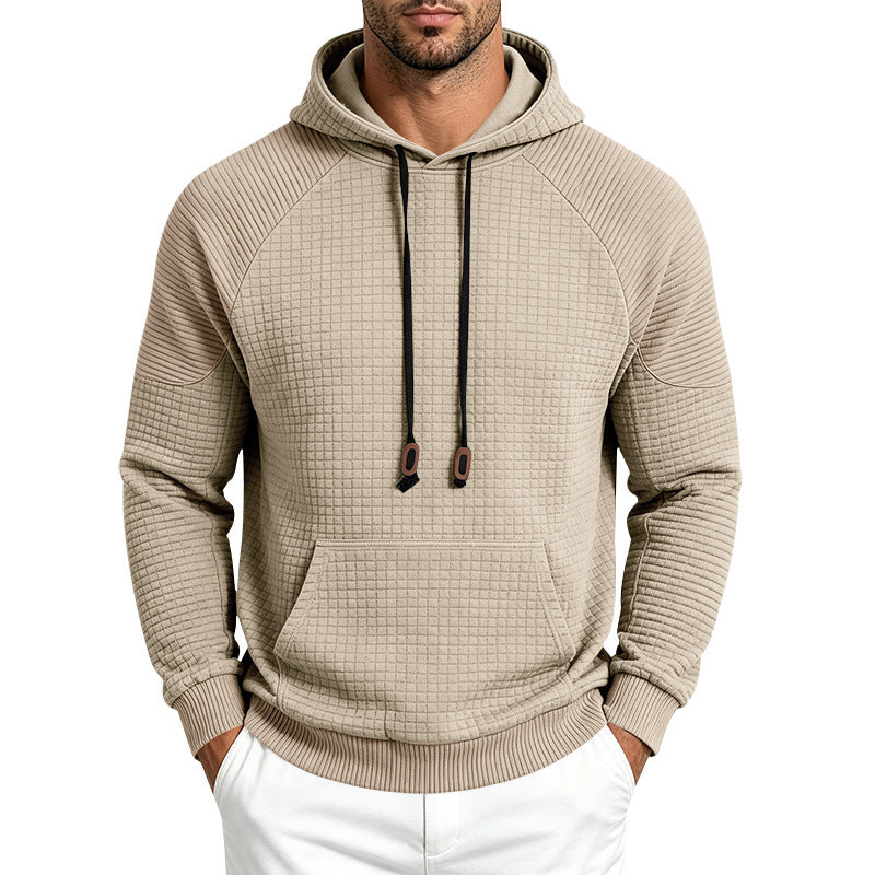 Herren Kapuzenpullover mit Waffelstruktur, Raglanärmeln und Kängurutasche Drune