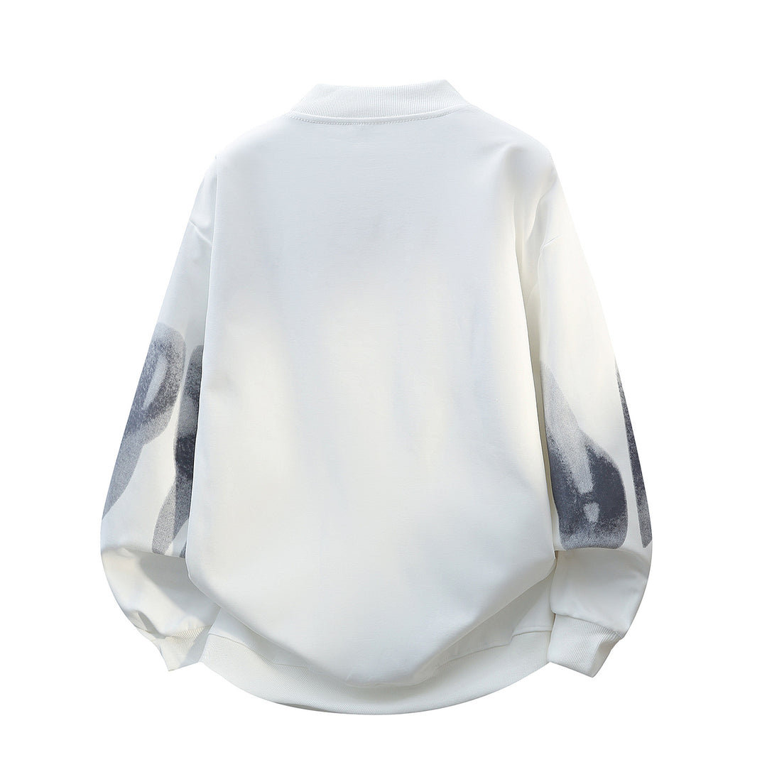 Unisex Oversize-Rundhals-Sweatshirt mit Stehkragen, abstraktem Print & gerippten Bündchen Drune