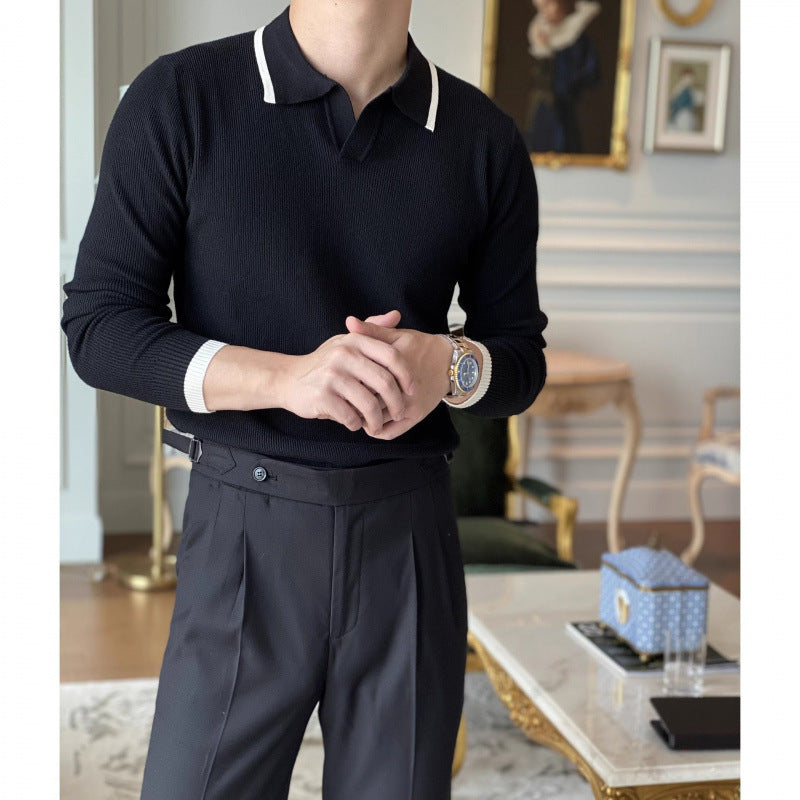 Herren Modisches Strickpullover mit Polokragen Drune