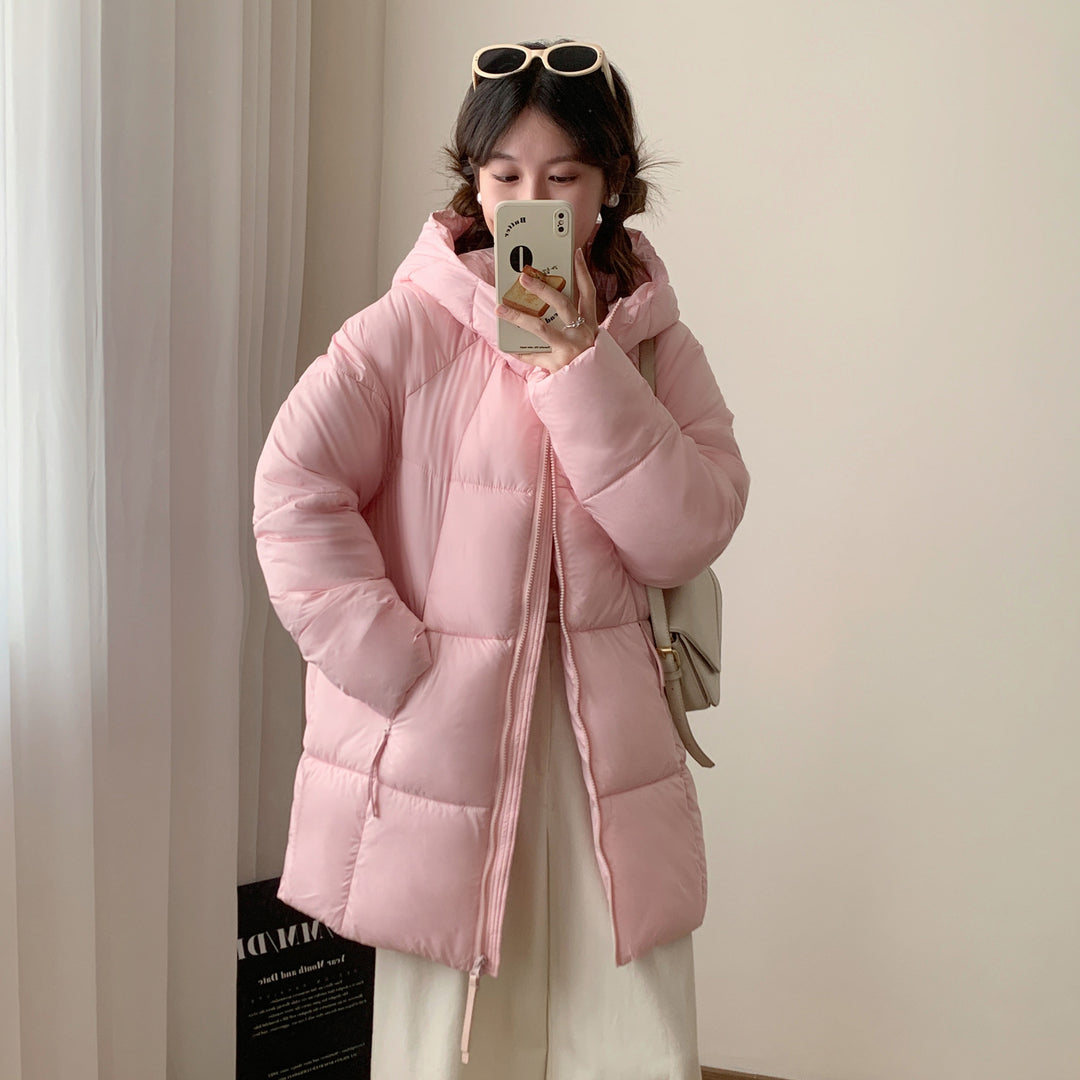 Damen Übergroße Pufferjacke mit Kapuze und praktischen Eingrifftaschen Drune