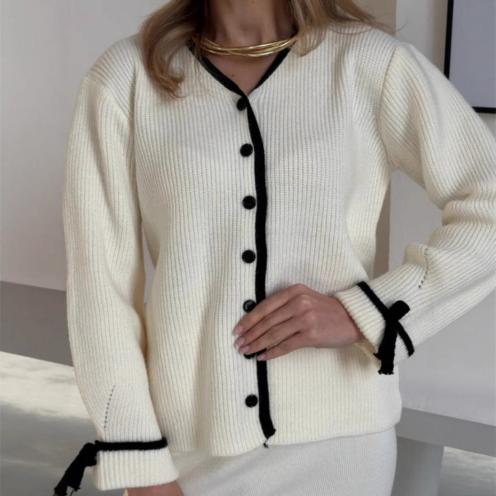 Damen Elegante Strickjacke mit Knöpfen Drune