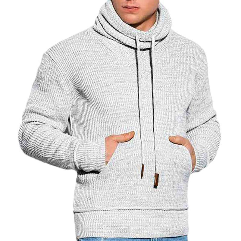 Herren Strickpullover mit hohem Kragen und seitlichen Taschen Drune