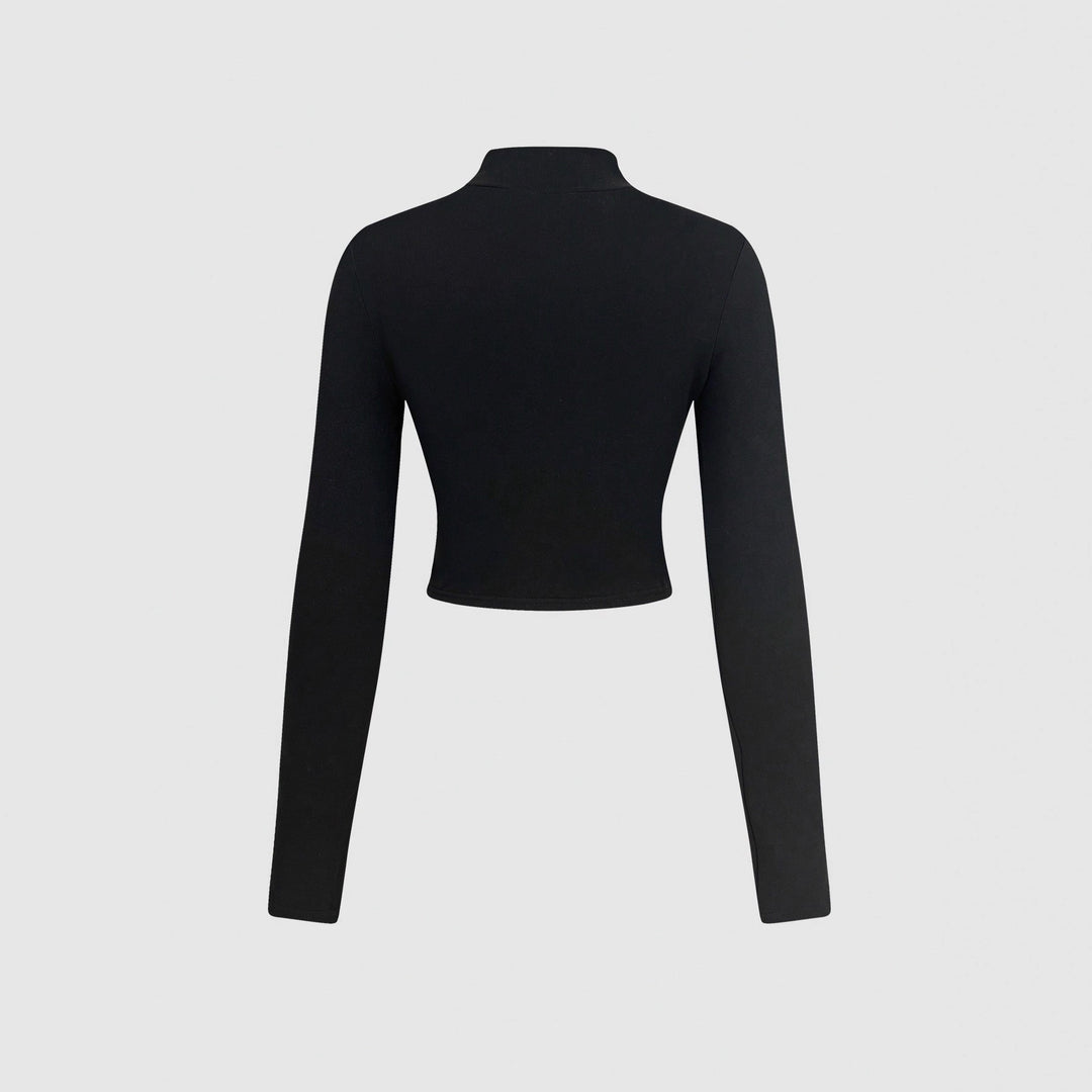 Damen Langarm Crop-Top mit kreativem Herz-Design Drune