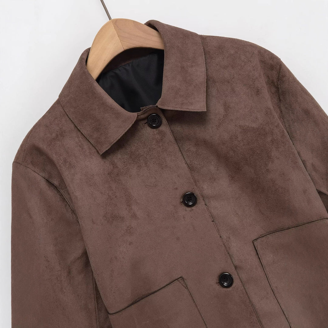 Damen modische Kurzjacke aus weich strukturiertem Material Drune