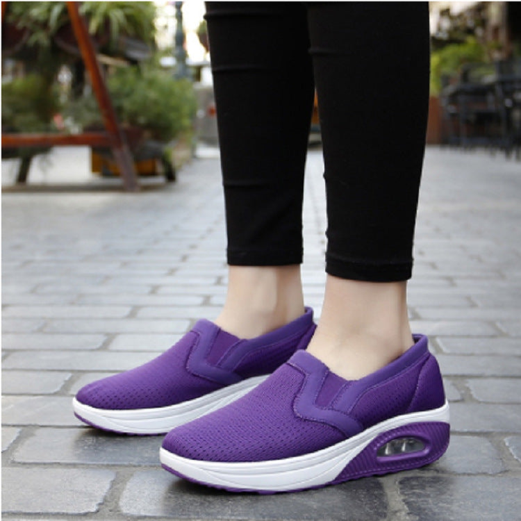 Damen Gestrickte Slip-On-Walking-Sneaker mit sichtbarer Luftkapsel und ergonomischer Plateausohle Drune