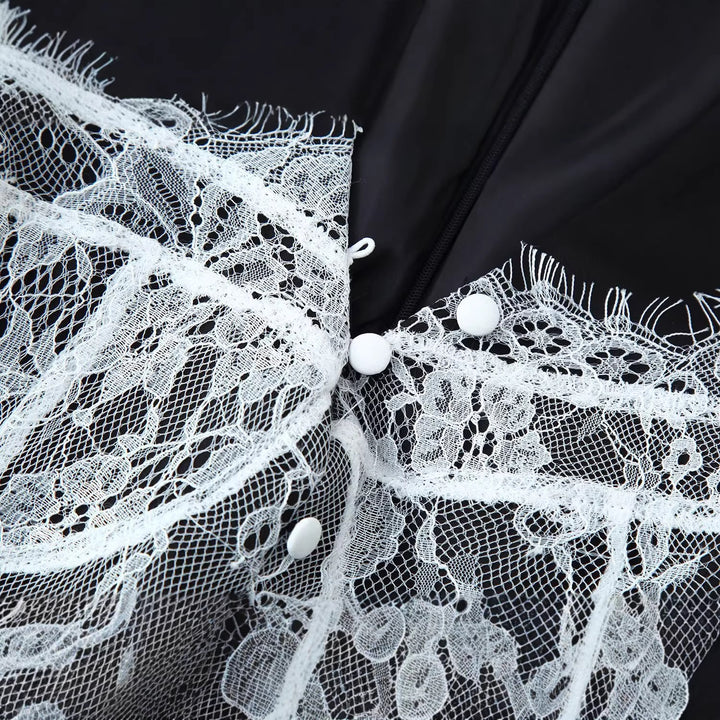 Damen Elegante Bluse mit Spitzen‑Corset‑Applikation und V‑Ausschnitt Drune