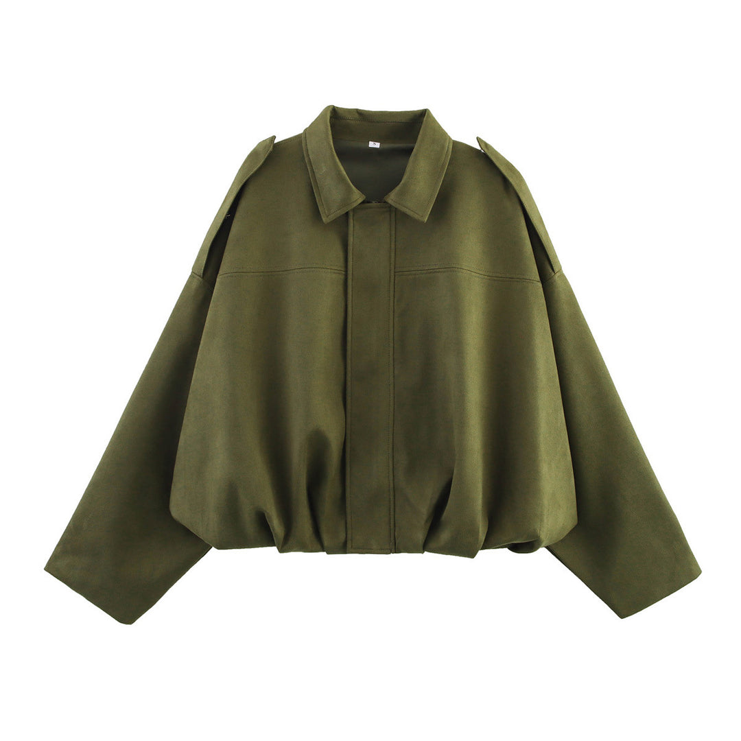 Damen Kurzjacke im Oversize-Cape‑Stil mit Ballonbund und Schulterklappen Drune