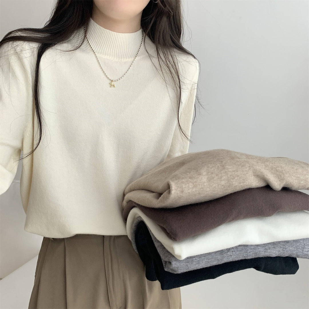 Damen Eleganter Rollkragenpullover aus hochwertigem Strickmaterial Drune