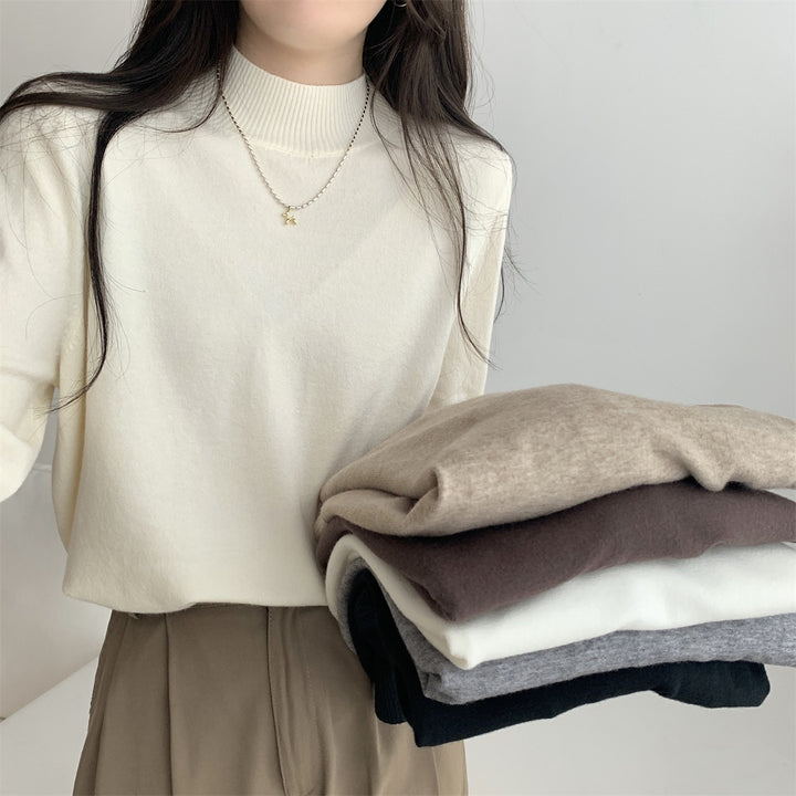 Damen Eleganter Rollkragenpullover aus hochwertigem Strickmaterial Drune