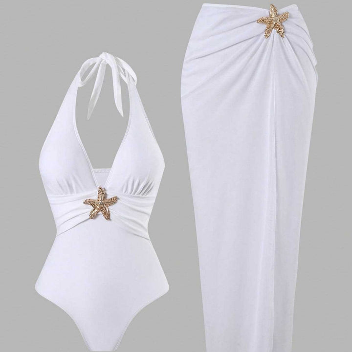 Damen Eleganter Badeanzug mit vielseitigem Wickelrock Drune