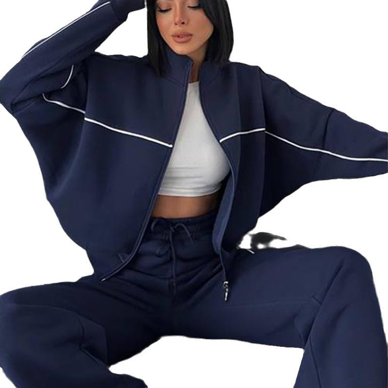 Damen Sportliches Wohlfühl-Set mit hohem Kragen und weitem Schnitt Drune