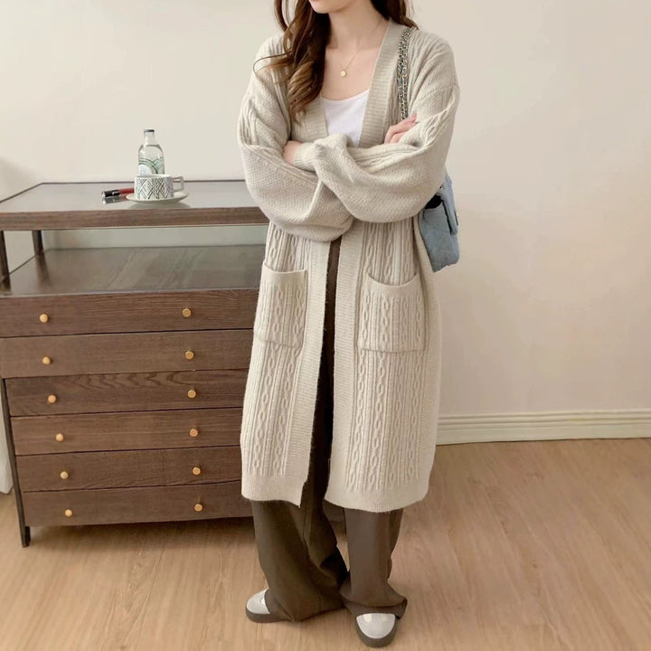 Damen Gemütliche Strickjacke mit Taschen Drune