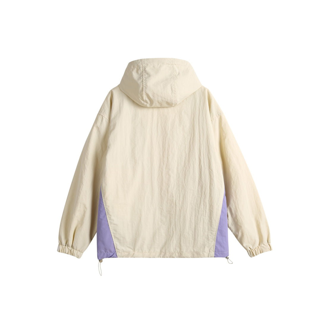 Unisex Leichte Kapuzen‑Windjacke im Colorblock‑Design mit Zwei‑Wege‑Reißverschluss Drune