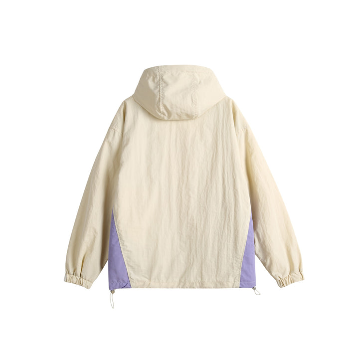 Unisex Leichte Kapuzen‑Windjacke im Colorblock‑Design mit Zwei‑Wege‑Reißverschluss Drune