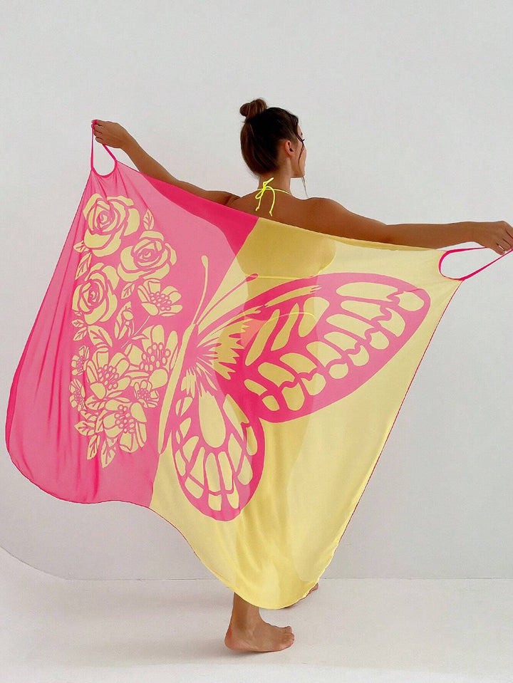 Damen Strandtuch mit elegantem Schmetterlingsdruck Drune