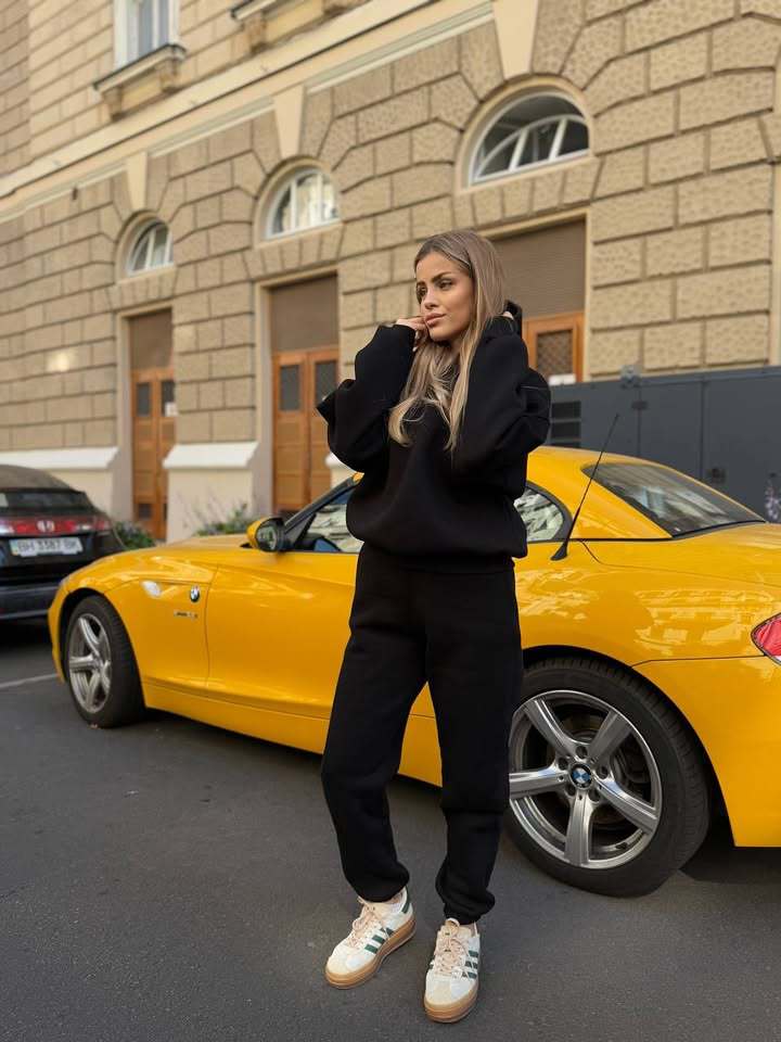 Damen Oversized-Fleece-Sweatset mit Kapuze und konisch zulaufender Jogginghose Drune