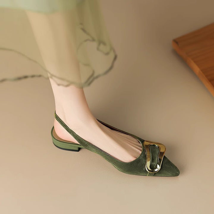 Damen Slingback Ballerinas mit eleganter Schnalle und spitzem Design Drune