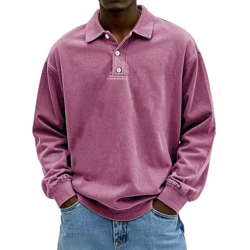 Herren Oversize Langarm Polo aus Baumwollmix Drune