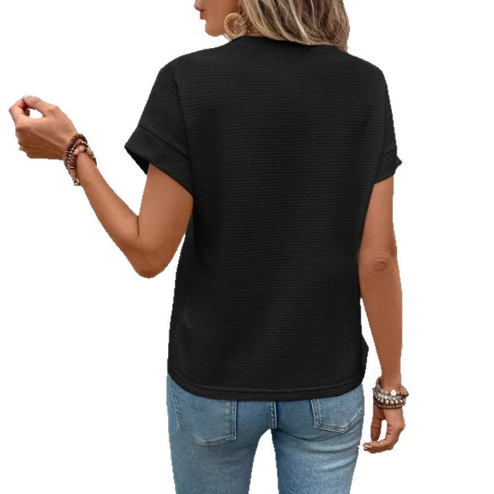 Damen lässiges Strukturshirt mit kurzen Ärmeln und bequemem Schnitt Drune