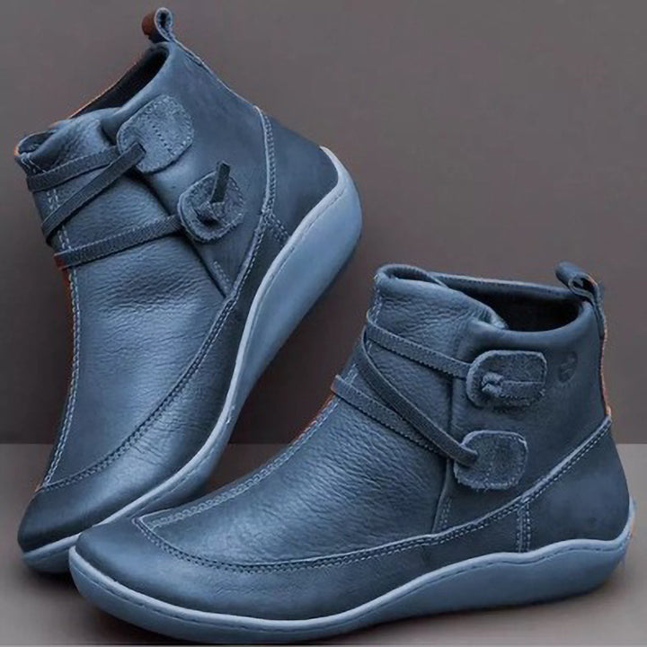 Damen Lederoptik-Stiefelette mit gepolstertem Komfortfußbett und schlanker Plateausohle Drune