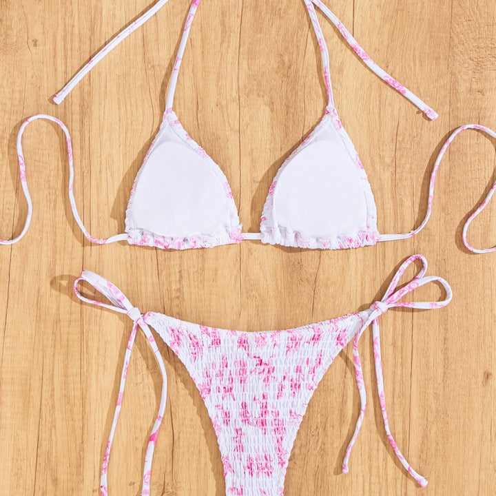 Damen Triangel-Bikini mit verspieltem Leo-Design und verstellbaren Bändern Drune