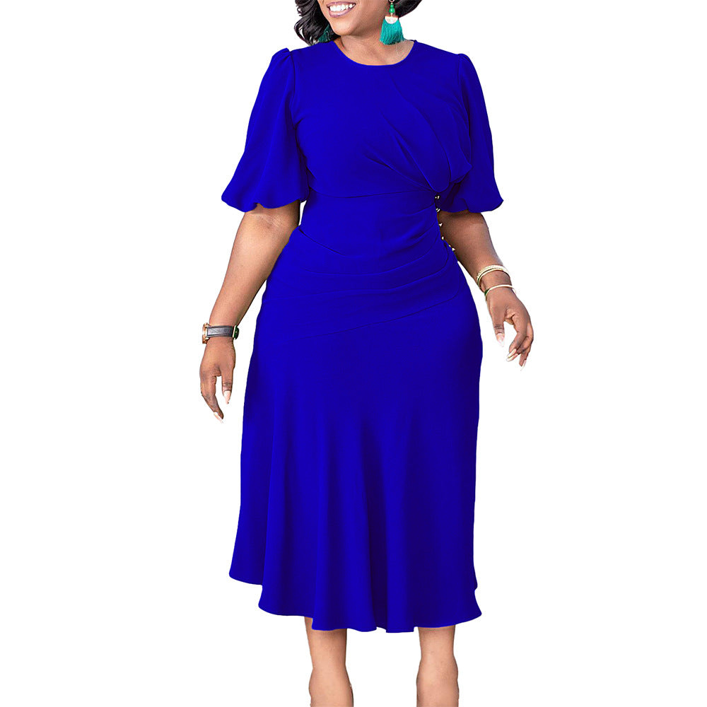 Damen Kleid mit raffinierten Drapierungen und eleganten Knopfdetails Drune