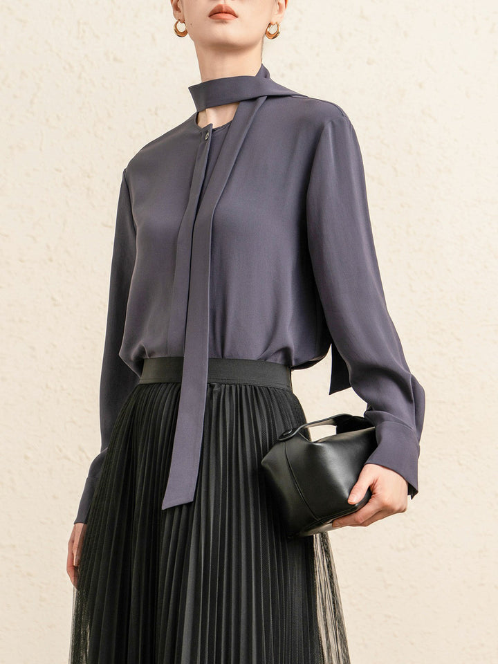 Damen Elegante Schleife Bluse Drune