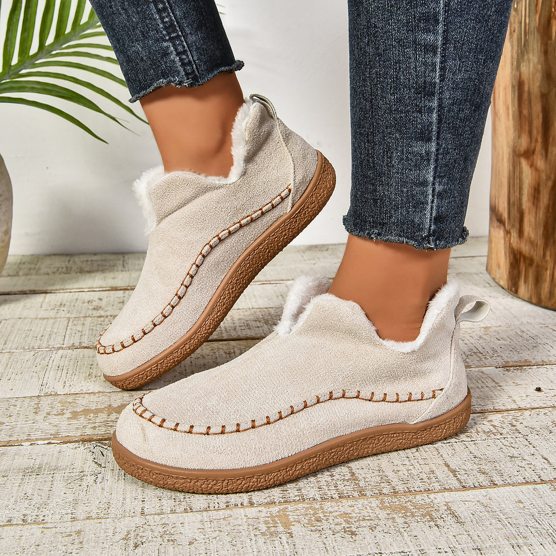 Damen Gefütterte Mokassin-Sneaker mit Kunstfellfutter und rutschfester Gummisohle Drune