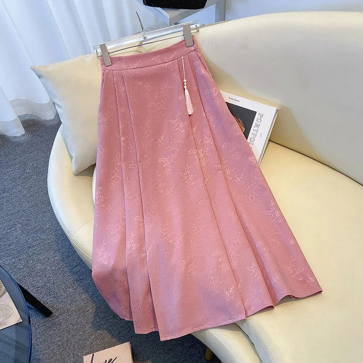 Damen Eleganter Midirock mit strukturiertem Stoff und fließendem Schnitt