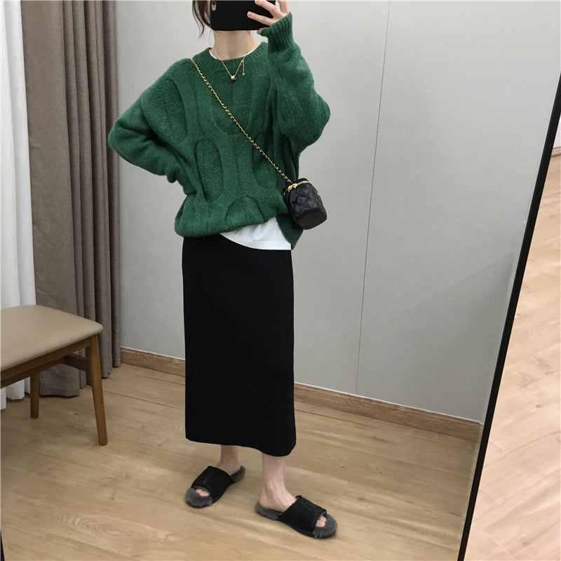 Damen lässiges Langarmshirt mit rundem Ausschnitt Drune