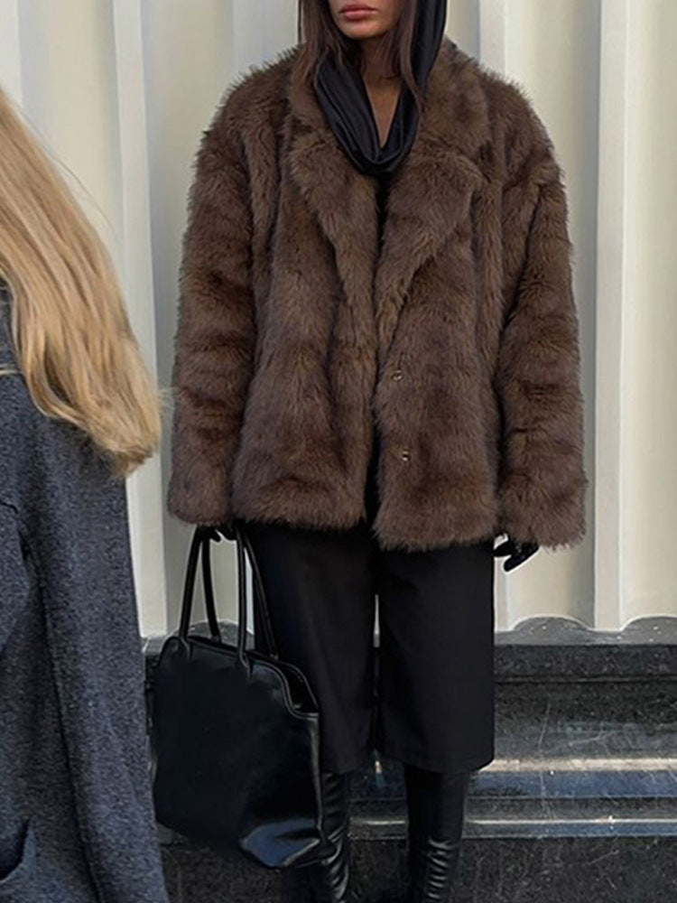Damen Kunstfelljacke im oversized Design mit lässigem Schnitt Drune