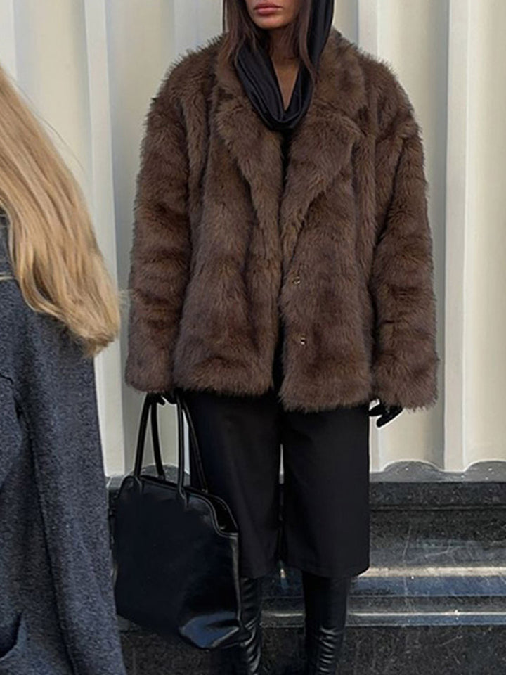 Damen Kunstfelljacke im oversized Design mit lässigem Schnitt Drune