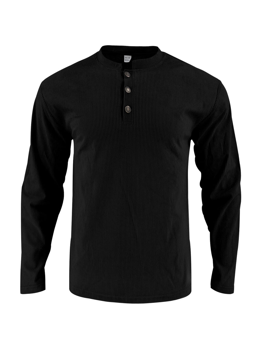 Herren Langarmshirt mit modischer Stehkragen und Knopfleiste Drune