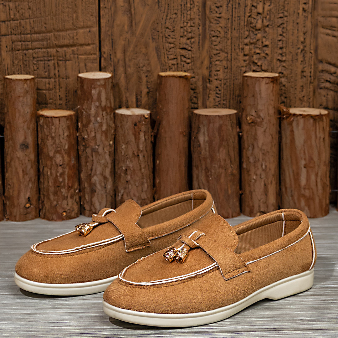 Damen nan bequeme Veloursleder-Loafer mit dekorativem Tassel-Detail und gepolsterter Komfortsohle Drune