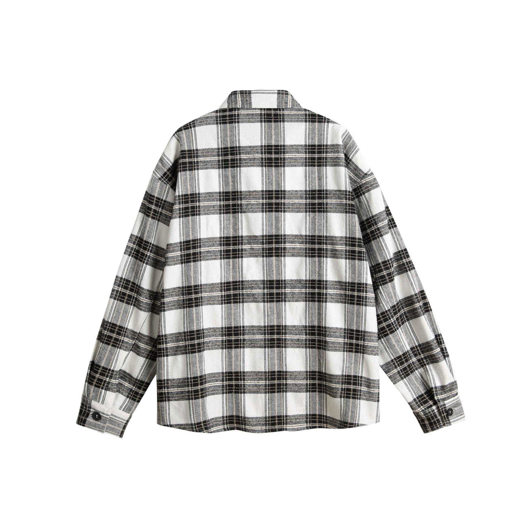 Unisex Oversize-Hemdjacke im Karo-Mix mit vertikaler Argyle-Stickerei Drune