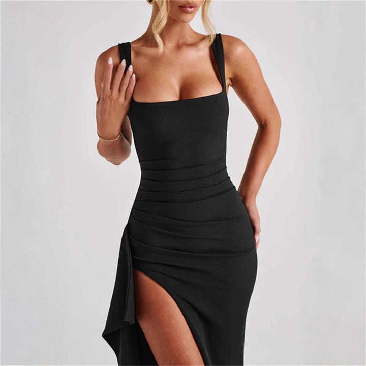Damen Elegantes Maxikleid mit seitlichem Schlitz und figurbetontem Design Drune
