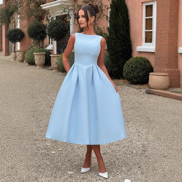 Damen Elegantes Maxikleid mit ausgestellten Ärmeln und raffiniertem Rock Drune