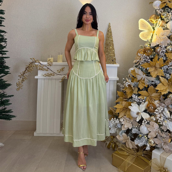Damen Two-Piece Set mit luftiger Rüsche Drune
