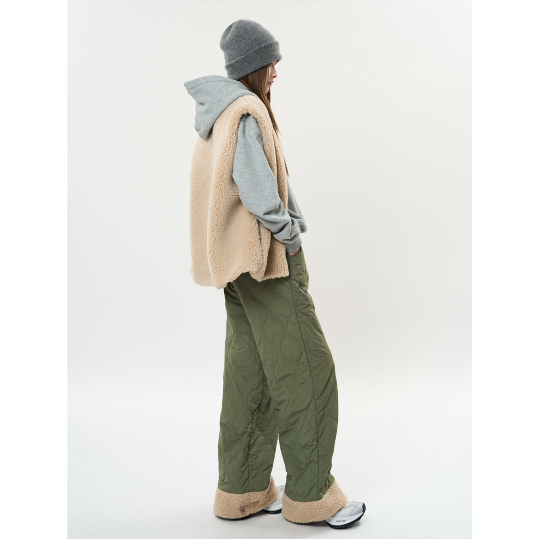 Damen Gesteppte Palazzohose mit Teddy‑Bündchen und Kordelzug Drune