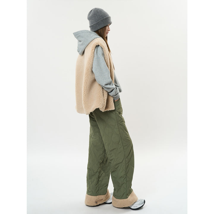 Damen Gesteppte Palazzohose mit Teddy‑Bündchen und Kordelzug Drune