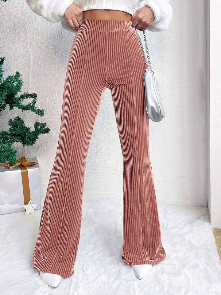 Damen Elegante und bequeme Samthose mit vertikalen Streifen Drune