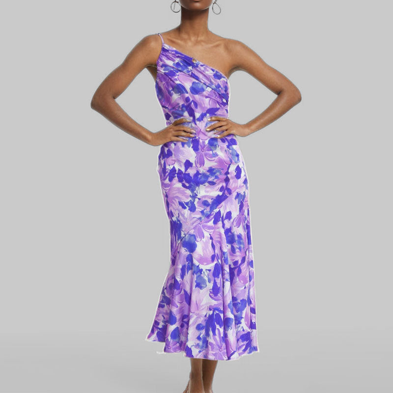 Damen Maxikleid mit schulterfreiem Design und elegantem Drapierungseffekt Drune