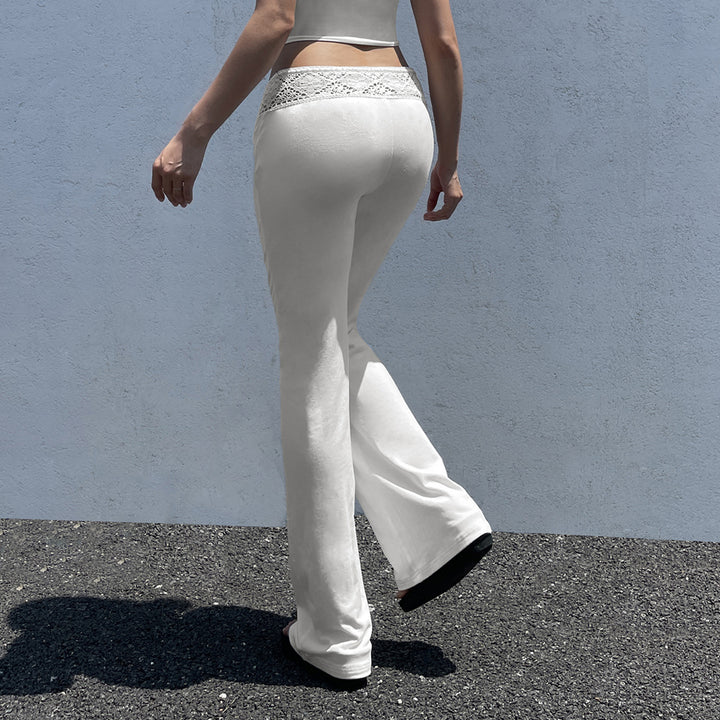 Damen lockere Sporthose mit Spitze und elastischem Bund Drune