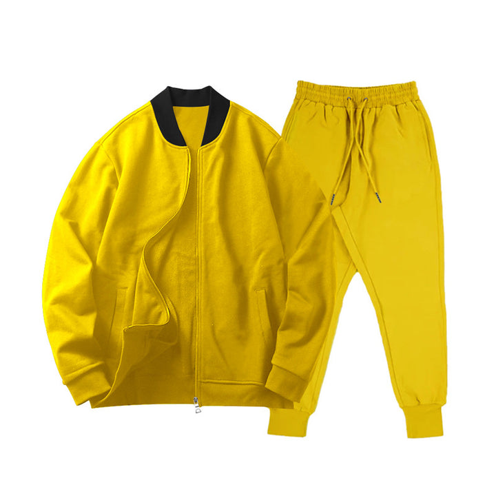 Herren nan locker geschnittenes Sweatset mit Reißverschluss-Bomberjacke und konisch zulaufender Jogginghose aus weichem Baumwollfleece Drune