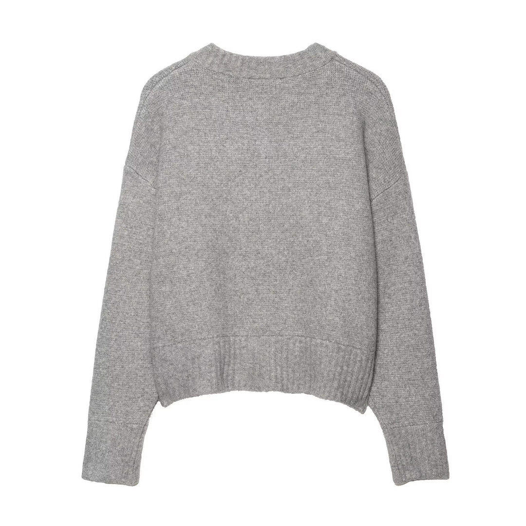 Damen lässiger Strickcardigan mit Knopfdetails Drune