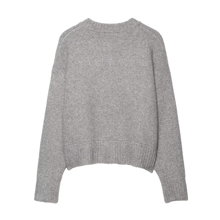 Damen lässiger Strickcardigan mit Knopfdetails Drune
